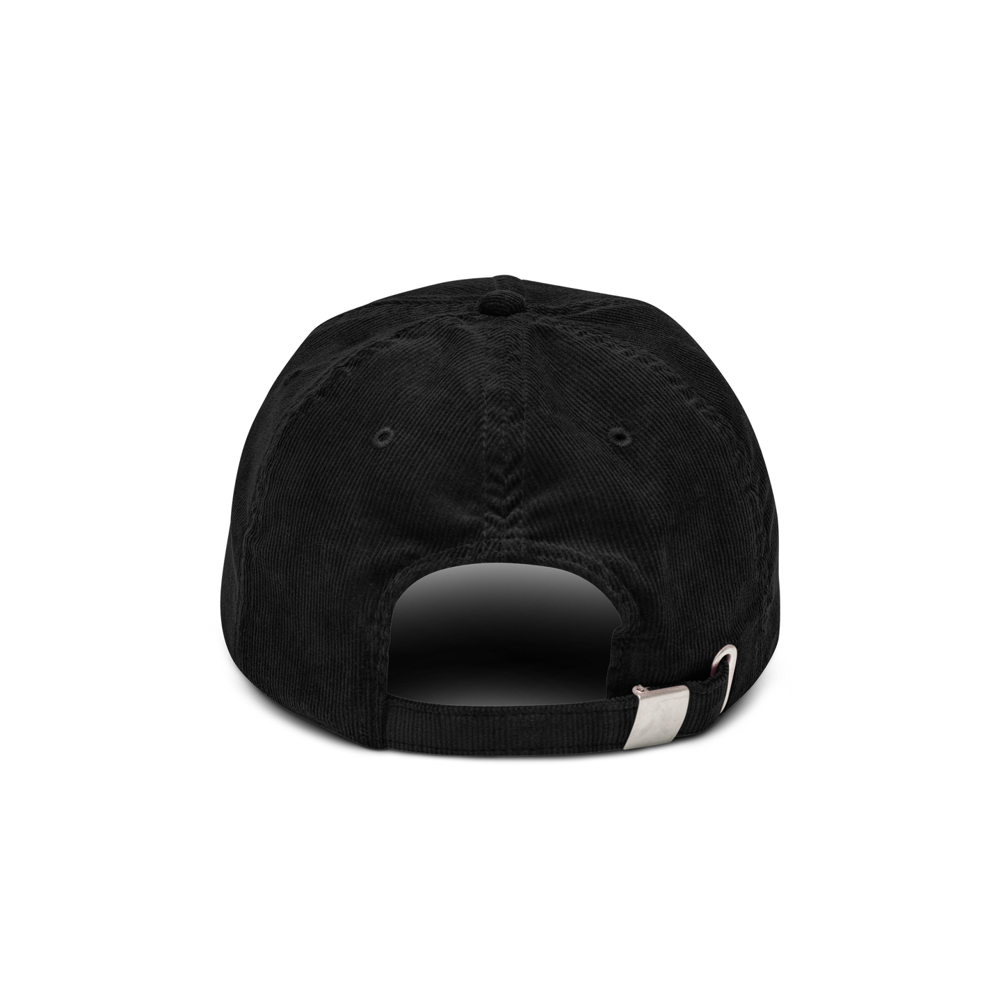 Back view of the Black Corduroy Hat with "No Regerts"