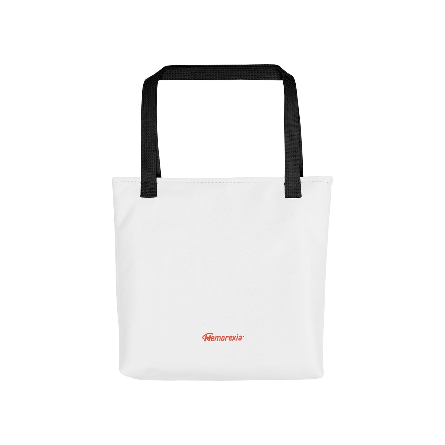 Spacious trendy tote bag with Memorexia logo in red  - White with black handles