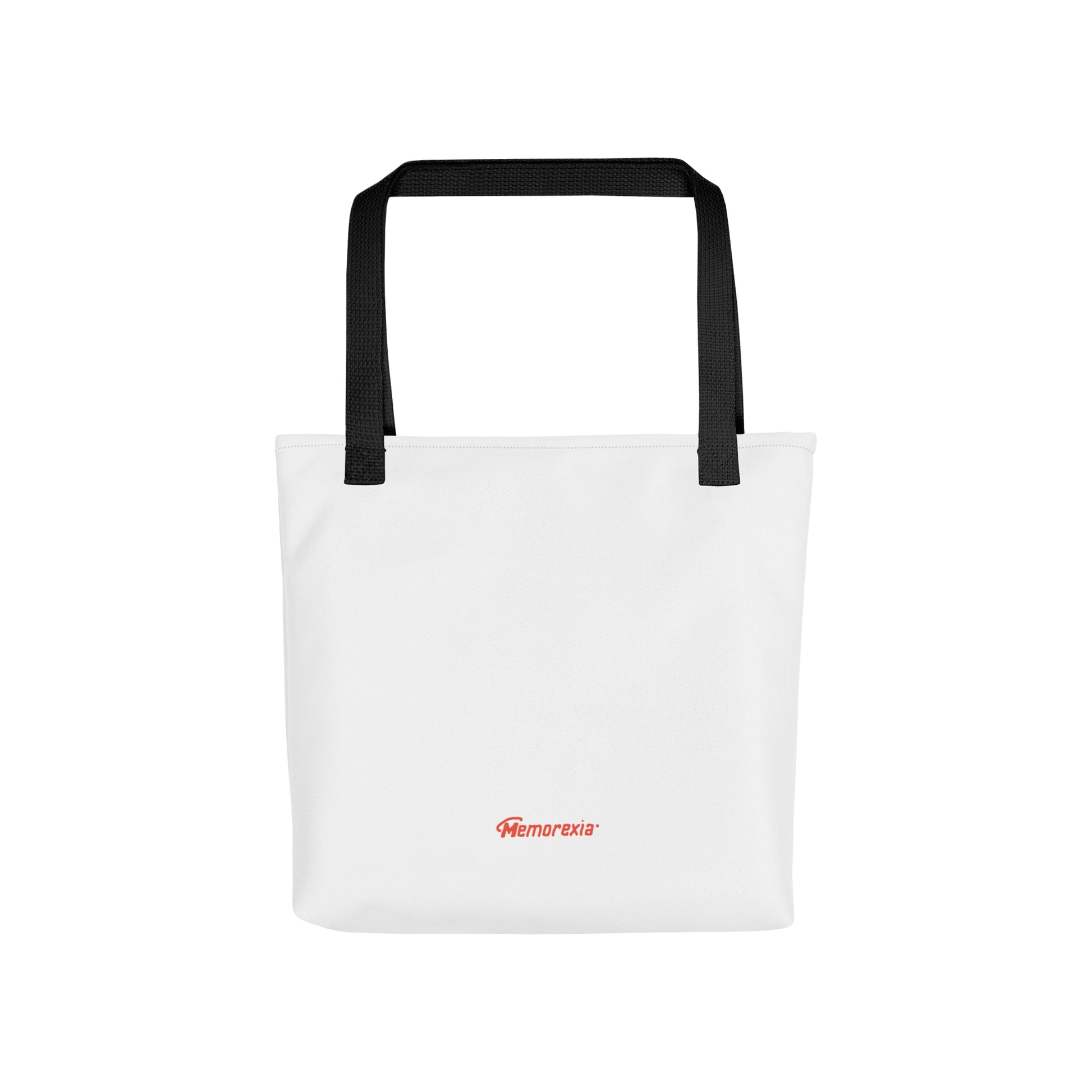 Spacious trendy tote bag with Memorexia logo in red  - White with black handles